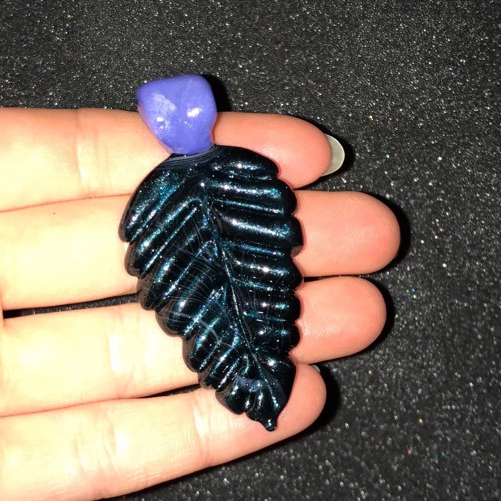 Hand Blown Glass Leaf Pendant